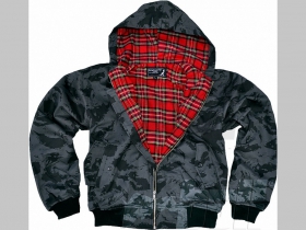 nočný " ruský " maskáč - Nightcamo bunda Harrington s kapucou s podšívkou červené káro TARTAN "jar/jeseň 